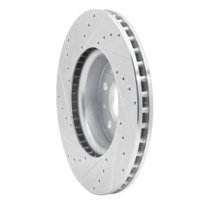 Cadillac CT5 Brake Rotor (1) - Front Right - R1 Concepts - Drilled & Slotted - Silver - `16-`25